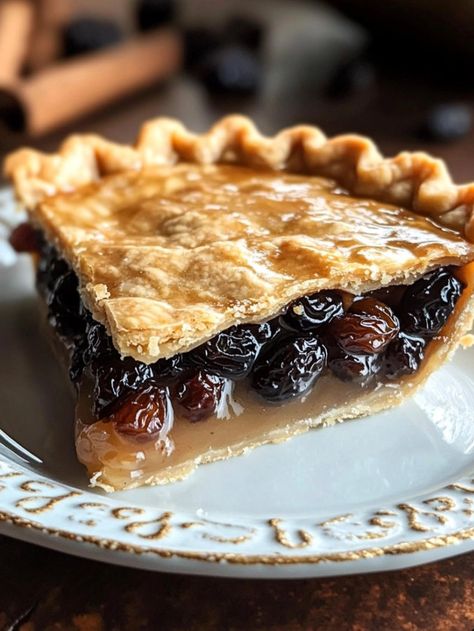 Raisin Pie Rum Raisin Pie, Raisin Pie Old Fashioned, Raisin Pie Recipe Easy, Old Fashioned Raisin Pie Recipe, Prune Pie, Raisin Pie Recipe, Sugar Free Cookie Recipes, Raisin Pie, Buttery Pie Crust