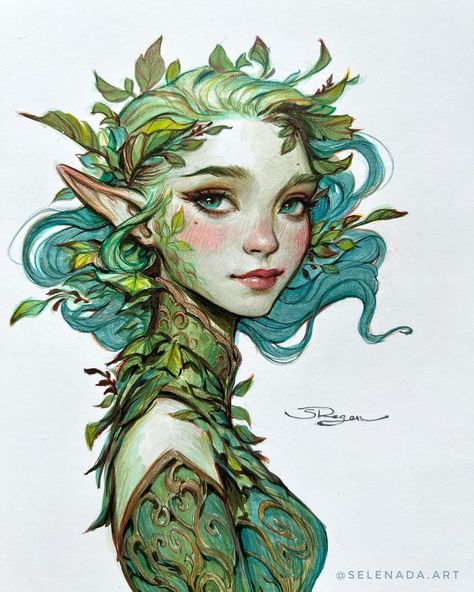 Ulyana Regener | 🍃 Spring Elf 🍃 [SOLD] First time drawing with @ohuhuart alcohol markers and I’m in love! 🌈✍️ Mixed in colored pencils and pens from… | Instagram Copic Marker Drawings, Elf Drawings, Time Drawing, Fantasy Drawings, Sketch Markers, Marker Drawing, Alcohol Markers, Pencil Illustration, Marker Art