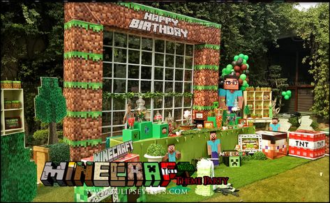 Minecraft Birthday Party Theme - Best Birthday Party Planner in Lahore Pakistan | Thematic Birthday Planner Minecraft Birthday Balloon Garland, Minecraft Party Snacks, Minecraft Simple Birthday Decorations, Minecraft 6th Birthday, Minecraft Themed Birthday Party Walmart, Minecraft Backdrop Birthday Ideas, Minecraft Party Activities, Minecraft Party Invitations, Minecraft Birthday Card