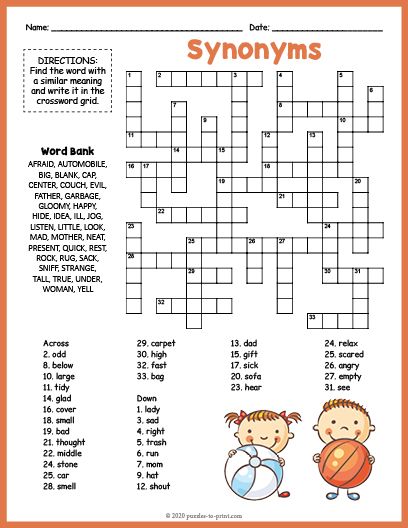 Vocabulary Crossword Worksheets, 3rd Grade Crossword Puzzles Free, Math Crossword Puzzles Free Printable, Synonyms Activities, English Crosswords, Crosswords For Kids, Synonyms Worksheet, Crossword Puzzles Printable, Crossword Puzzles For Kids