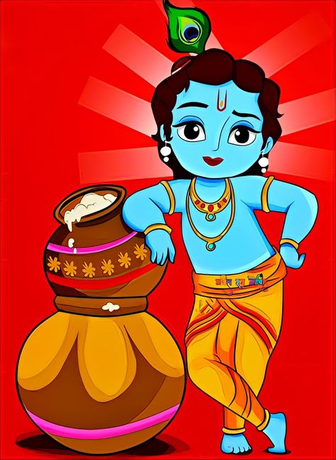 Janmastmi Drawing Easy For Kids, Krishan Janmastmi Drawing, Hindu God Wall Painting, Matka Drawing For Janmashtami, Janmastami Paintings, Janamastmi Drawings, Janmastami Drawing Ideas, Janamashtmi Drawings, Janmashtami Drawing Ideas For School