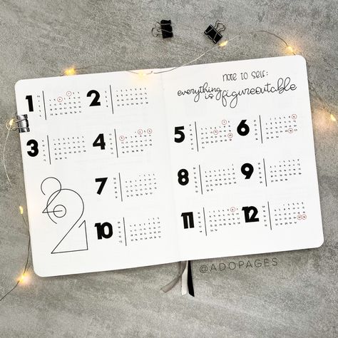 Bullet journal calender overview 2021 Year At A Glance Bullet Journal, Bullet Journal Year Overview, Bullet Journal Overview, Bullet Journal Year, Journal Year, Year At A Glance, Calendar Layout, Bullet Journal Design Ideas, Bullet Journal Themes