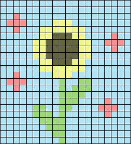 Alpha pattern #39646 variation #50504 | BraceletBook Alpha Patterns Flower, Sunflower Pixel Art, Pixel Art Simple, Cross Stitch Sunflower, Pearl Beads Pattern, Easy Perler Beads Ideas, Flower Cute, Graph Crochet, Easy Pixel Art