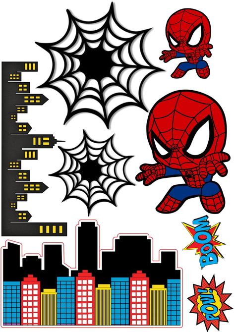 Spider Cake Topper Printable, Topper Spiderman Free Printables, Spiderman Cake Topper Printable, Pastel Spiderman, Cake Topper Spiderman, Spidey Cake, Topper Spiderman, Spiderman Topper, Spiderman Birthday Party Decorations