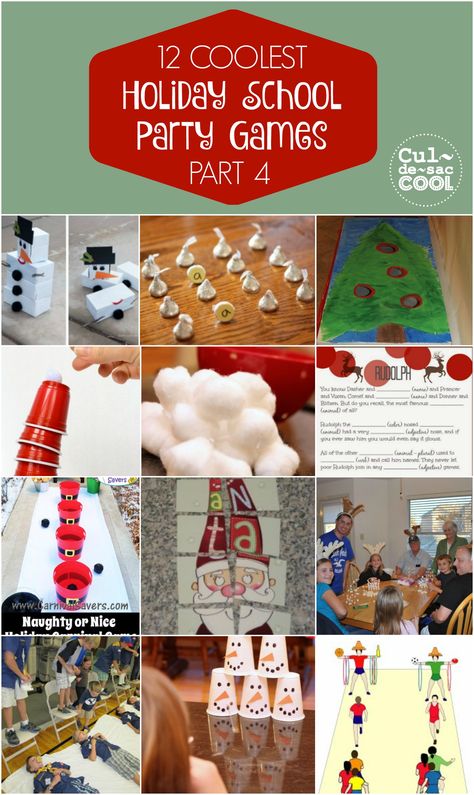 12 Coolest Holiday School Party Games Part 4Collage Kids Holiday Games For School, Christmas Games For School Parties, Holiday Classroom Games, 6th Grade Christmas Party Ideas, Winter School Party Ideas, Christmas Games For Kids At School, Holiday Party Games For Kids, Christmas Classroom Games, Kindergarten Christmas Party