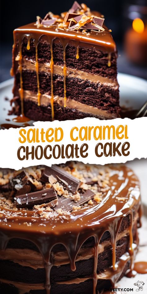 Fair Cake, Nature Recipes, Caramel Chocolate Cake, Salted Caramel Chocolate Cake, Homemade Chocolate Frosting, Chocolate Caramel Cake, Sweets Ideas, Salted Caramel Cake, Salted Caramel Chocolate