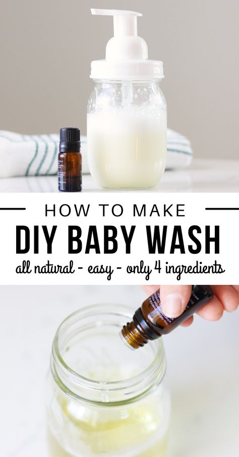 Learn how to make DIY baby wash and shampoo. It is so simple and you only need a couple ingredients like castile soap, vegetable glycerin and coconut oil. After you see just how simple it is to make all natural baby wash, you'll never want to waste money on expensive store-bought brands again! Diy Natural Body Soap, Diy Baby Lotion Natural, Homemade Baby Shampoo, Homemade Baby Soap Natural, Diy Castile Soap Body Wash, Diy Hygiene Products, Diy Body Wash With Castile Soap, Holistic Baby Care, Baby Soap Recipe