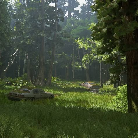 Apocalypse Forest, The Last Of Us Landscape, Post Apocalyptic Forest, Apocalypse Scenarios, Apocalypse Moodboard, Green Apocalypse, Tlou Scenery, Apocalyptic Scenery, Hell Followed With Us