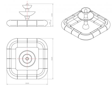 Fountain Architecture Drawing, How To Draw A Fountain, Fountain Design Modern, Fountain Sketch, Fountain Drawing, Fountain Architecture, Croquis Architecture, Side Elevation, Drawing Details