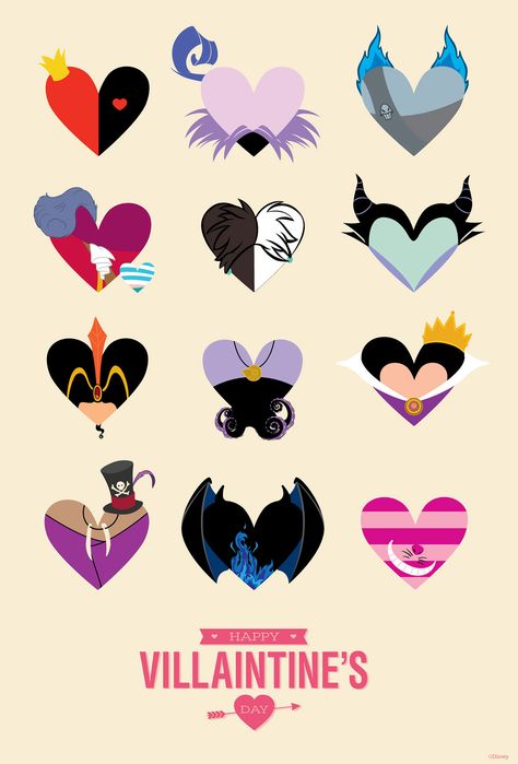 What would Valentine’s Day look like if the Disney Villains took charge? Well, according to this graphic created by our Yellow Shoes Creative Group, it might be completely renamed as “Villaintines Day”. Anna Pavlova, Disney Valentines, Images Disney, Wallpaper Disney, Disney Side, Pinturas Disney, Disney Life, Disney Dream, Disney Fun