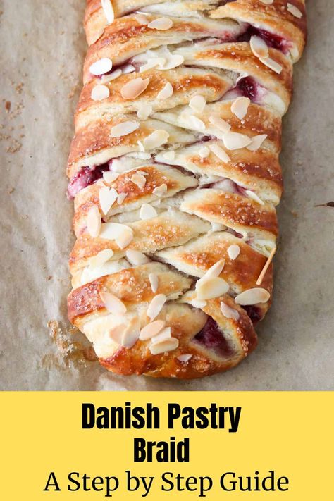 Braided Cream Cheese Danish, Danish Braid Recipes, Braided Pastry Recipes, Braided Dough Recipes, Homemade Danish Pastry Dough, How To Braid Bread Dough, Butterbraid Recipes, Braid Pastry, Braided Pastry