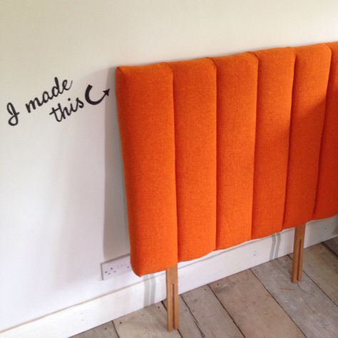 Orange wool fluted headboard for divan single bed kids room Single Bed Headboard Ideas, Single Bed Kids Room, Single Bed Kids, Orange Kids Room, Single Bed Headboard, Orange Headboard, Bed Kids Room, Fluted Headboard, Corner Headboard