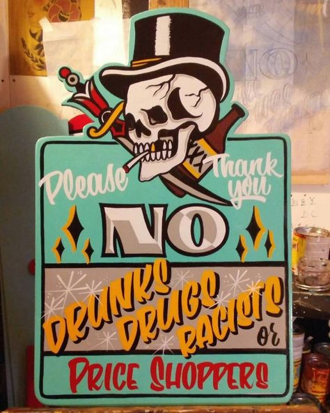 SOLD: New Shop Rules sign up for sale. DM if interested. #sign #signpainting #oneshot #handpainted #handpaintedsign #tattoosign #shoprules #tattooart #bright_and_bold #boldwillhold #typography #buffalony #supportlocalartists #traditional #americantraditional Hand Painted Tattoo Sign, Tattoo Shop Signs, Vintage Sign Painting, Tattoo Sign, Sign Painting, Tattoo Shop Interior, Sign Lettering Fonts, Tattoo Shop Decor, Tattoo Studio Interior