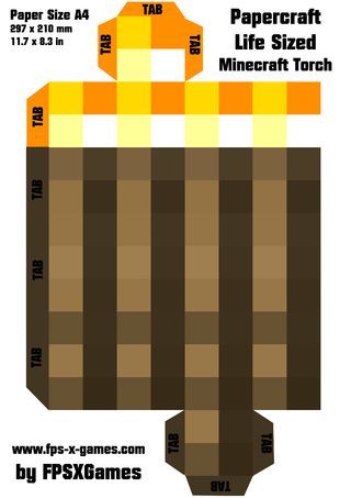 In this tutorial you'll find out how easy and cheap it is to create your own life size Minecraft torch.  The template is so easy its self-explanatory.   ... Minecraft Torch, Papercraft Minecraft Skin, Minecraft Png, Minecraft Light, Minecraft Papercraft, Minecraft Templates, Minecraft Pig, Paper Figures, Minecraft Printables