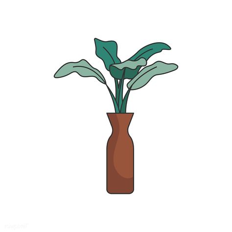 Illustration of a plant in a vase | free image by rawpixel.com Vase Illustration, Leaf Icon, Gacha Items, Gacha Props, Draw Flowers, Paper Dolls Diy, Office Life, Cerámica Ideas, Pot Plant