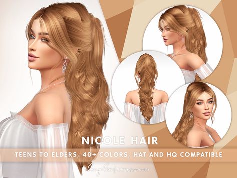 Sims 4 Womens Hair, Sims 4 Hair Long, Sims 4 Cc Wedding Hair, Long Hair Cc Sims 4, Sims 4 Wedding Hair, Mods The Sims 4 Hair, The Sims 4 Cc Hairstyles, Long Hair Sims 4 Cc, Cabelos The Sims 4