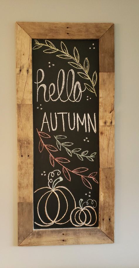 Chalkboard Door Sign, Fall Marker Board Art, Fall Chalkboard Wall Art, Fall Chalk Art Chalkboard Signs, Autumn Whiteboard Art, Dry Erase Board Drawings Fall, Hello Fall Chalkboard Art, Chalkboard Ideas For Fall, Fall Kitchen Chalkboard Ideas