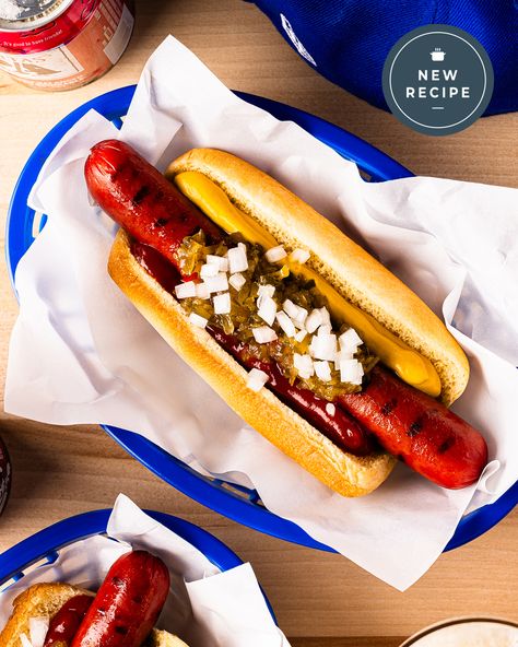 Copycat Dodger Dog Dodger Dogs Recipe, Dodger Dog, Cheesy Mac And Cheese, Heinz Ketchup, Passover Recipes, Crumbled Bacon, Buying Groceries, Nutrition Information, Home Recipes