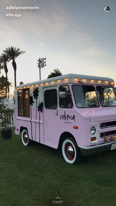 Ice Cream Trucks Aesthetic, Tropical Food Truck Design, Food Truck Awning, Purple Food Truck, Ice Cream Van Aesthetic, Aesthetic Ice Cream Truck, Food Truck Astetic, Cute Food Truck Design, Pop Up Food Truck