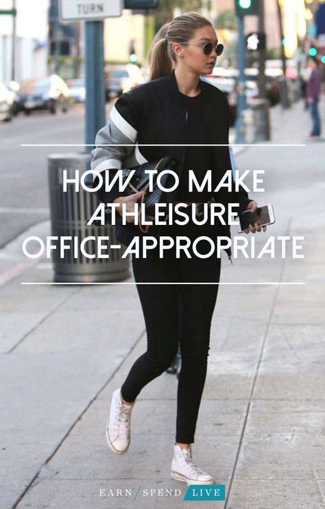 Athleisure is a lifestyle; but it doesn't always fit in at the office. Here's how to make your athleisure wardrobe werk while you work. Wear To Work Athleisure, Athleisure Outfits For The Office, Sporty Casual Office Outfits, Athleisure Outfits Black Leggings, Professional Athletic Wear, Appropriate Workout Outfits, Workout Clothes For Work, Dressy Workout Outfits, Legging Outfits Summer Office