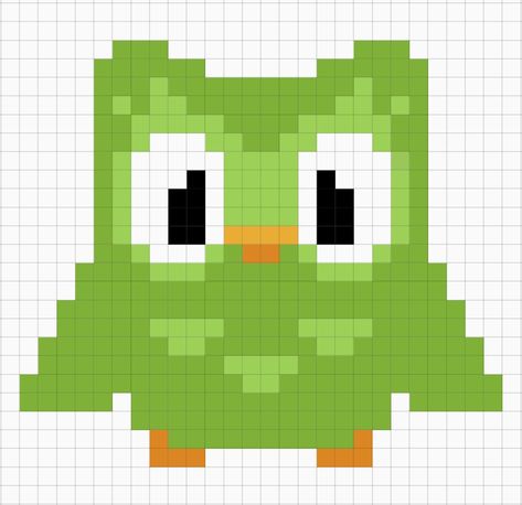 Duolingo Owl, Image Pixel Art, Friend Ideas, Crochet Graphs, Graph Paper Drawings, Easy Pixel Art, Pixel Art Templates, Pixel Drawing, Hama Bead