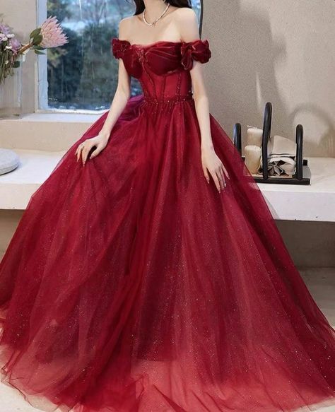 Red Ball Gowns Princess Fairytale, Red Prom Dress Princess, Red Gown For Debut, Red Debut Dress, Red Ball Gown Princesses, Red Debut Gown, Red Fairytale Dress, Red Princess Dress Fairytale, Red Dress Ballgown