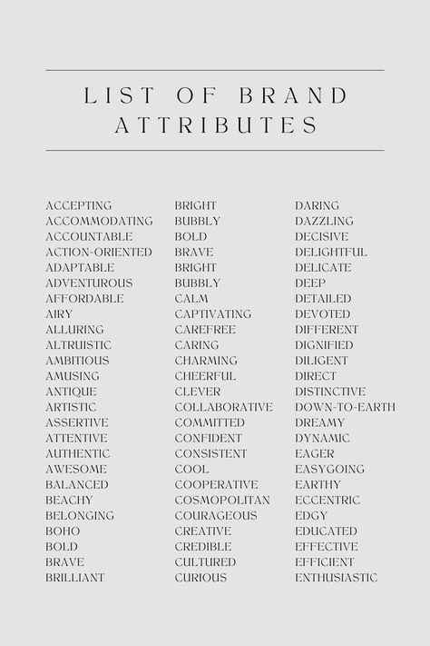 This post is way more than just a list of words. It’s meant to help you think about the values and messages that matter most to your business. Because no matter what you do, if you don’t understand your brand's values, then it doesn't have a strong foundation. And if you don’t have a solid foundation, everything will seem hard and likely won’t last long either. Business Strategy Management, List Of Words, Brand Marketing Strategy, Business Branding Inspiration, Startup Business Plan, Successful Business Tips, Business Basics, Business Marketing Plan, Small Business Inspiration