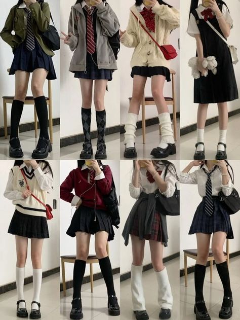 Y2k Uniform Outfit, Korean School Outfits Uniform, Styling Uniform, Uniform Design Ideas, Combyne Outfit Ideas, Cute School Uniform Outfits, Korean School Outfits, School Uniform Design, Combyne Outfit