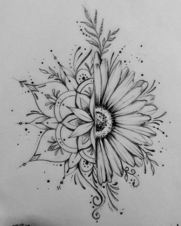 Half Mandala Flower Tattoo, Cover Up Tattoos Back Of Neck, Thigh Tattoos Women Sunflower, Flower Elbow Tattoos For Women, Womens Leg Tattoo Ideas, Elbow Flower Tattoos, Brooke Tattoo, Sinister Tattoos, Half Flower Tattoo