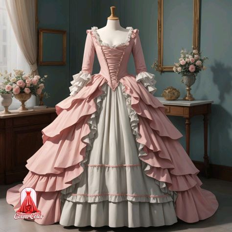 Pink Medieval Dress, Victorian Dress Gown, Beautiful Gown Designs, Victorian Era Dresses, Era Victoria, Vestidos Anime, Color Day, Character Clothes, Dress Barbie Doll