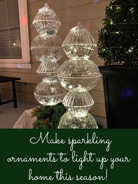 Make this Stunning Light Up Christmas Display from Dollar Store Bowls - Celebrate & Decorate Christmas Topiary, Dollar Store Christmas Crafts, Diy Christmas Lights, Dollar Store Christmas, Dollar Tree Christmas, Christmas Decorations Diy Outdoor, Navidad Diy, Christmas Yard, Holiday Crafts Christmas