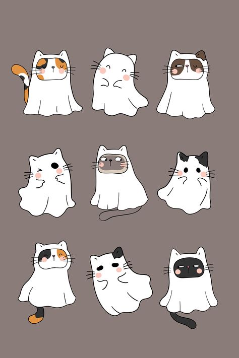 Cow Ghost Wallpaper, Cute Ghost Phone Wallpaper, Ipad Halloween Wallpaper Aesthetic, Halloween Sketches Aesthetic, Cute Halloween Wallpapers Aesthetic, Cute Ghost Wallpaper Desktop, Pumpkin Sketch Simple, Cat Ghost Wallpaper, Halloween Drawings Aesthetic