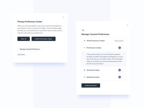 Cookie Preferences Modal UI Design by Ildiko Gaspar on Dribbble Modal Ui Design, Ui Animation, Desktop Design, Ui Components, Creative Cookies, Design Jobs, Game Inspiration, Animation Design, How To Attract Customers