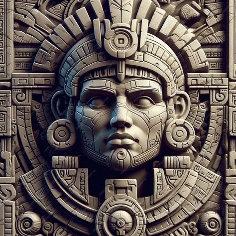 Premium Photo | Guardian of Time Ancient Mayan Deity Carved in Stone Mayan Mandala, Aztec Pictures, Mayan Goddess, Aztec Warrior Tattoo, Aztec Temple, Mayan Temple, Aztec Artwork, Aztec Tattoos, Mayan Symbols