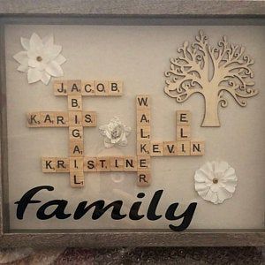 Shadow Box Ideas, Happy Birthday Wine, Sarah Jackson, Scrabble Wall Art, Box Frame Art, Scrabble Frame, Scrabble Wall, Scrabble Art, Birthday Wine Glass