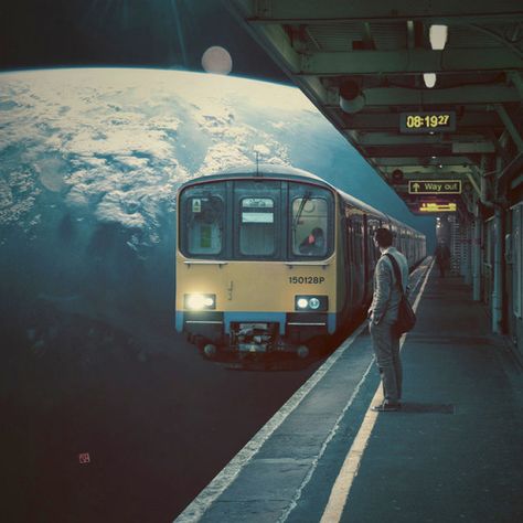 “Around the Earth” Futurisme Retro, Rocket Power, Surreal Collage, 판타지 아트, Trippy Art, Retro Futurism, Anaheim, Surreal Art, A Train