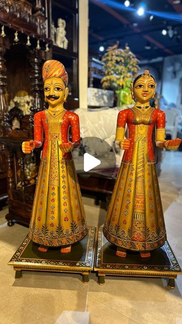 Kirtan Arts on Instagram: "Gangaur dolls are back in stock and in various colours and sizes. We have them in 12,15, 18, and all the way up to 36 inches. The dolls are made from Teakwood and hand painted with stone colours.

DM or visit www.kirtanarts.com to purchase.

#gangaur #gangaurfestival #gangaurdolls #rajasthan #handicrafts #indianhandicrafts #kirtanarts #handmade #interior #interiorstyling #homedecor #decor #decorideas #hyderabaddecor #interiordesigner #homedecoration #indianhomedecor #hyderabad #bangalore #andhrapradesh #usa #usaindians #nri #uk #traditionaldecor #indiandecor" Gangaur Decoration At Home, Indian Decor, Indian Home Decor, Andhra Pradesh, All The Way Up, Back In Stock, Ahmedabad, Traditional Decor, Hyderabad