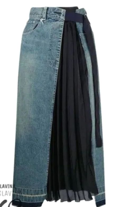 Upcycle Jeans Skirt, Denim Diy Clothes, Ropa Upcycling, Skirts Wrap, Wrap Skirts, Diy Vetement, Denim Ideas, Upcycle Jeans, Denim Diy