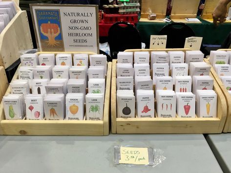 Seed Packet Display Ideas, Seed Box Diy, Seed Packet Display, Selling Seeds, Seed Swap, Types Of Seeds, Little Free Pantry, Different Types Of Seeds, Seed Library