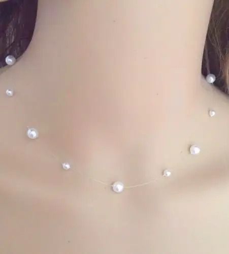 How to Make a Floating Pearl Necklace: Super Easy DIY Fashion Choker Project - HubPages Pearls Necklace Diy, Floating Necklace Diy, Diy Necklace Easy, Pearl Necklace Tutorial, Easy Diy Fashion, Diy Pearl Necklace, Floating Pearl Necklace, Diy Choker, Floating Necklace