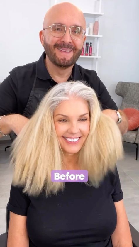 Ｊａｃｋ Ｍａｒｔｉｎ on Instagram: “This beautiful client came to me seeking gray silver color to blend and match her natural gray roots so she can stop coloring her hair dark…” Blonde Hair Going Grey, Grey Hair Tones, Toning Blonde Hair, Grey Hair Before And After, Natural White Hair, Gray Roots, Natural Dark Blonde, Cool Blonde Hair Colour, Sandy Blonde Hair