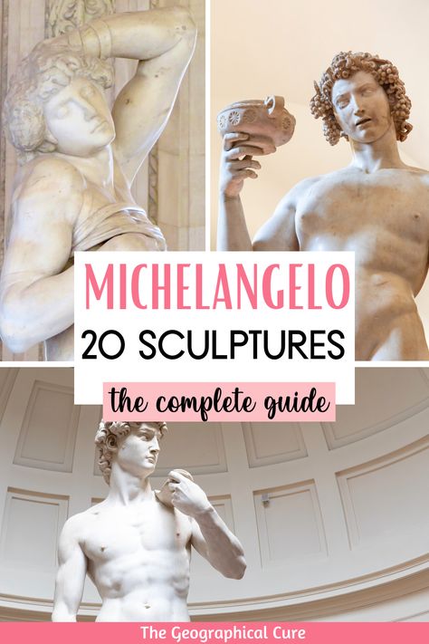 Pinterest pin for 20+ Famous Michelangelo Sculptures Famous Sculptures History, Michelangelo Sculpture Aesthetic, Michangelo Art, Michael Angelo Sculptures, Michelangelo Aesthetic, Michelangelo Statue, Michelangelo Sculpture, Michelangelo Paintings, Michelangelo David