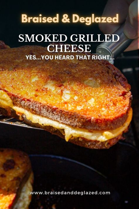 Did you know that you can smoke a grilled cheese? Yep. It's awesome and I think you should try it. #grilledcheese #comfortfood #smokedcheese #vegetariansnacks #vegetarianbbq #bbq #easy Smoked Lunch Ideas, Smoked Grilled Cheese, Smoked Zucchini In Smoker, Smoked Sandwiches, Vegetarian Smoker Recipes, Smoked Sliders, Lunchmeat Sandwiches, Ninja Grill, Smoker Ideas