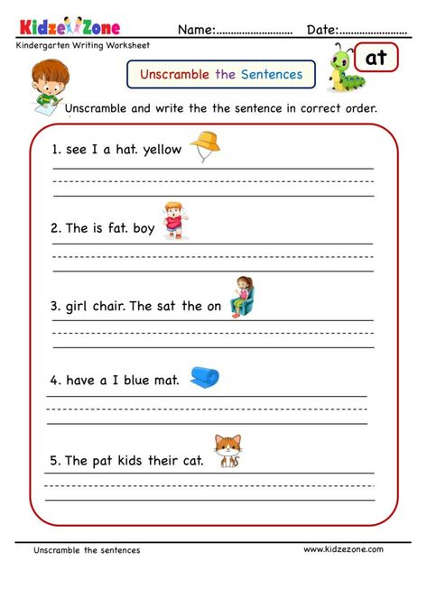 at word family - Unscramble words worksheet Unscramble Sentences Worksheets, Unscramble Sentences, Sentence Unscramble, Paragraph Worksheets, Sentence Worksheet, Writing Sentences Worksheets, At Words, Scrambled Sentences, Jumbled Words