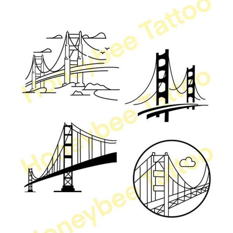 San Francisco Inspired Tattoos, San Francisco Tattoos, Bay Bridge Tattoo, Golden Gate Bridge Tattoo, San Francisco Tattoo, Bridge Tattoo, Bridge Drawing, Skyline Tattoo, San Francisco Bridge