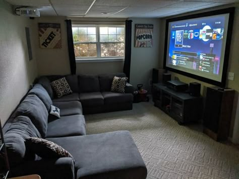 Mens Bedroom Decor, Cozy Basement, Home Cinema Room, Living Room Setup, Apartment Living Room Design, Bedroom Setup, Home Theater Rooms, Future Apartment Decor, Dream House Rooms