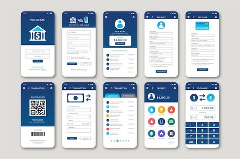 Free vector banking app interface | Free Vector #Freepik #freevector #app-template #bank-app #banking-app #mobile-application Interface App, Ios App Development, Banking App, Android App Development, App Template, Mobile Banking, Mobile App Ui, App Interface, Mobile App Development Companies