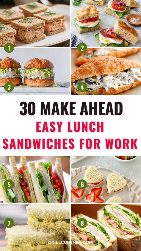 Upgrade your work lunch with these 30 easy and delicious sandwich ideas! Perfect for packing, these recipes include classics like turkey and avocado, creative options like Mediterranean veggie, and hearty choices like roast beef and cheddar. Quick to prepare and perfect for on-the-go, these cold, packed sandwiches will make your work lunches exciting and satisfying. 🥪✨ #LunchIdeas #WorkLunch #SandwichRecipes #MealPrep #EasyLunch#Paninis,Packed Sandwich Ideas, vegetarian sandwich recipes cold Simple Cold Sandwich Recipes, Sandwich Ideas For Lunch Cold, Easy Cheap Sandwich Recipes, Cold Deli Sandwiches, Cold Sandwich Recipes Healthy, Lunch Ideas Non Sandwich, Easy Lunch Sandwiches For Work, Sandwiches For Lunch To Work, Simple Lunch Sandwiches