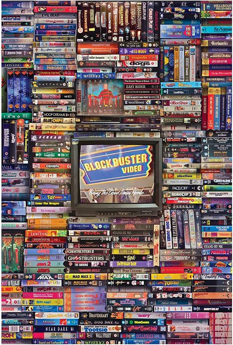 Blockbuster Era 1000-Piece Jigsaw Puzzle, Brain Teaser for Kids and Adults | 28 x 20 Inches Nerd Aesthetic, Brain Teasers For Kids, Genos Wallpaper, Blockbuster Video, Ed Wood, Vhs Movie, Video Store, Horror Themes, Arte Robot