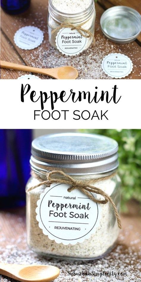 Peppermint Foot Soak, Joululahjat Diy, Diy Foot Soak, Foot Soak Recipe, Hantverk Diy, Foot Soak, Diy Spa, Homemade Bath Products, Diy Coasters